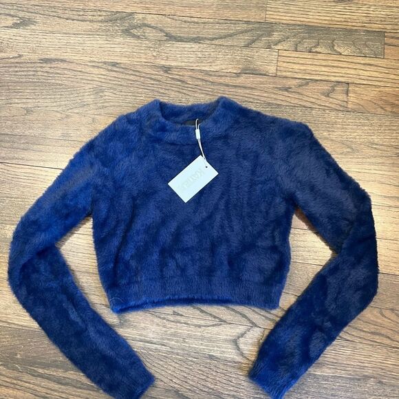 NWT KatieJnyc Girls' Mara Sweater - Big Kid Medium Crop Evening Blue - Picture 5 of 10